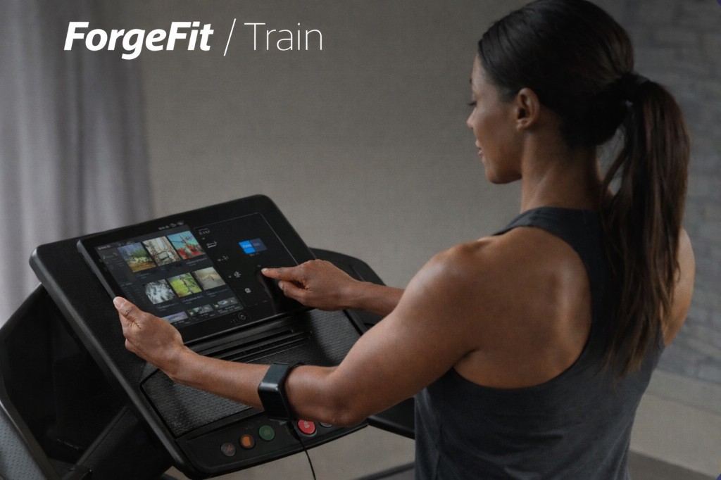 ForgeFit Train on phone or tablet with equipment